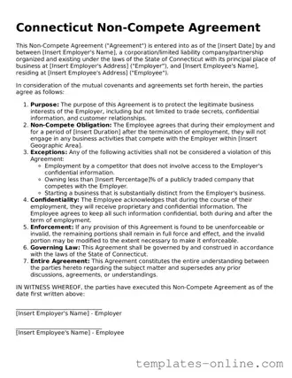 Valid  Non-compete Agreement Template for Connecticut