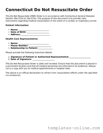 Valid  Do Not Resuscitate Order Template for Connecticut