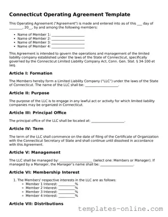 Valid  Operating Agreement Template for Connecticut