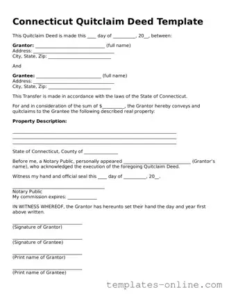Valid  Quitclaim Deed Template for Connecticut