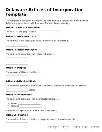 Valid  Articles of Incorporation Template for Delaware