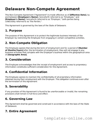 Valid  Non-compete Agreement Template for Delaware