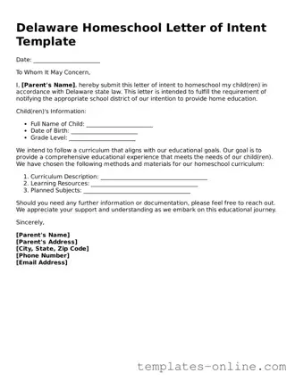 Valid  Homeschool Letter of Intent Template for Delaware