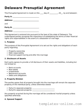 Valid  Prenuptial Agreement Template for Delaware