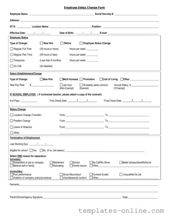Employee Status Change Template