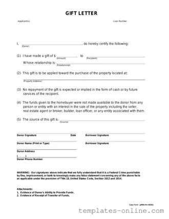 Gift Letter Template