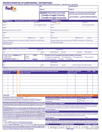 Fedex Bill Of Lading Template