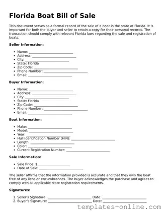 Valid  Boat Bill of Sale Template for Florida