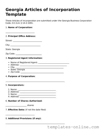 Valid  Articles of Incorporation Template for Georgia