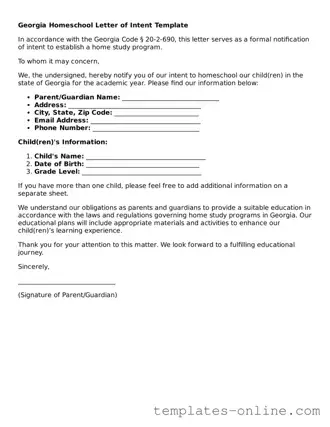 Valid  Homeschool Letter of Intent Template for Georgia