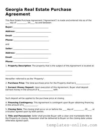 Valid  Real Estate Purchase Agreement Template for Georgia