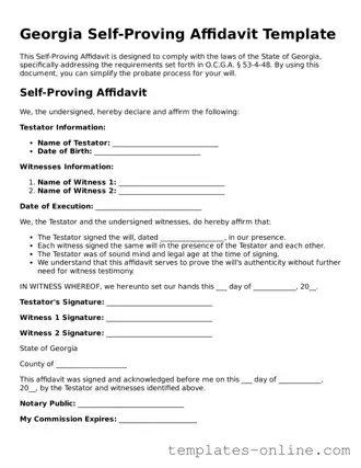 Valid  Self-Proving Affidavit Template for Georgia