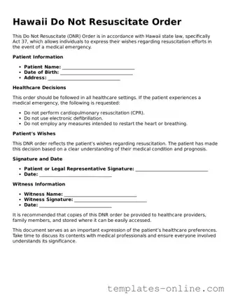 Valid  Do Not Resuscitate Order Template for Hawaii