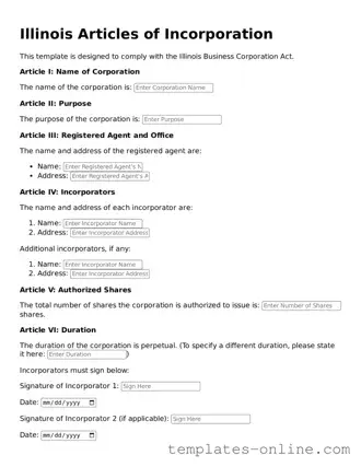 Valid  Articles of Incorporation Template for Illinois