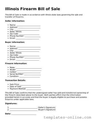 Valid  Firearm Bill of Sale Template for Illinois