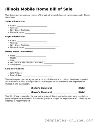 Valid  Mobile Home Bill of Sale Template for Illinois