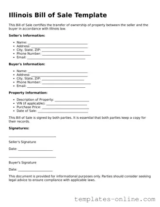 Valid  Bill of Sale Template for Illinois