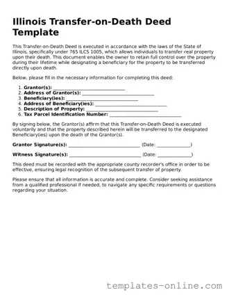 Valid  Transfer-on-Death Deed Template for Illinois