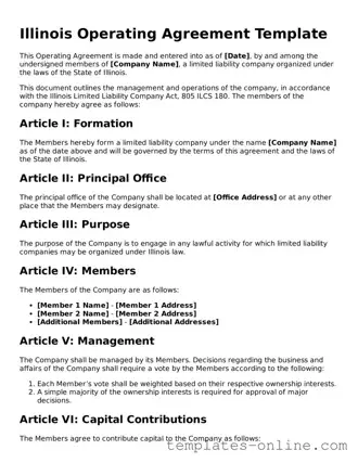 Valid  Operating Agreement Template for Illinois