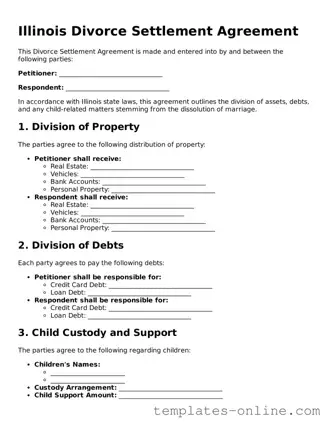 Valid  Divorce Settlement Agreement Template for Illinois