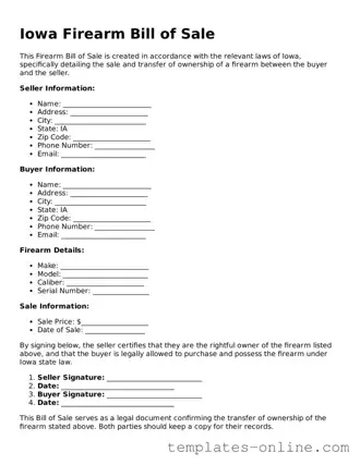 Valid  Firearm Bill of Sale Template for Iowa
