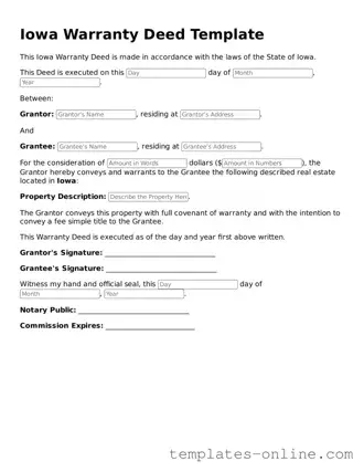 Valid  Deed Template for Iowa