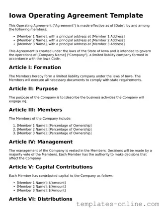 Valid  Operating Agreement Template for Iowa