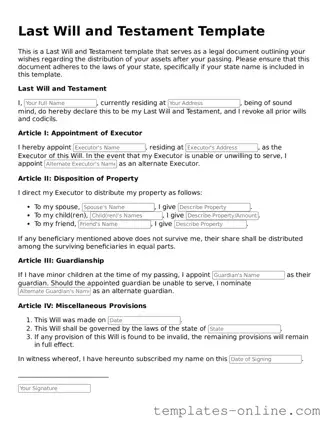 Attorney-Verified Last Will and Testament Template