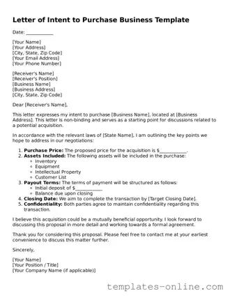 Attorney-Verified Letter of Intent to Purchase Business Template