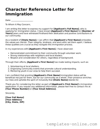 Attorney-Verified Character Reference Letter for Immigration Template