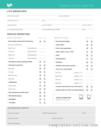Lyft Inspection Template
