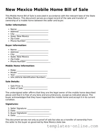 Valid  Mobile Home Bill of Sale Template for New Mexico