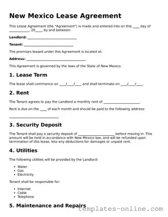 Valid  Lease Agreement Template for New Mexico