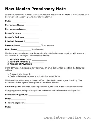 Valid  Promissory Note Template for New Mexico