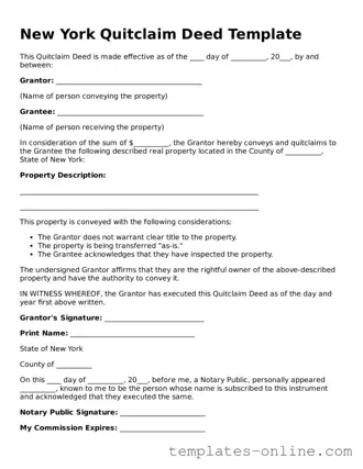 Valid  Quitclaim Deed Template for New York