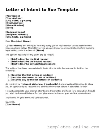 Attorney-Verified Letter of Intent to Sue Template