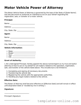 Attorney-Verified Motor Vehicle Power of Attorney Template
