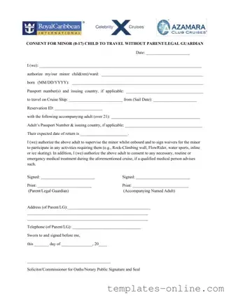 Royal Caribbean Parental Consent Template