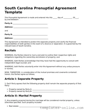Valid  Prenuptial Agreement Template for South Carolina
