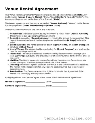 Attorney-Verified Venue Rental Agreement Template