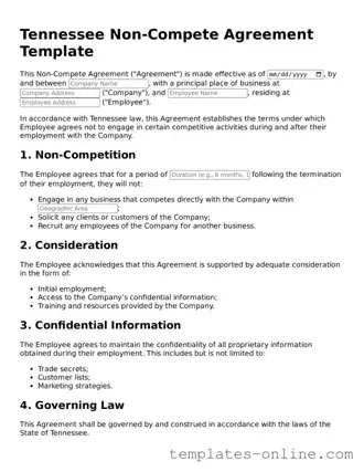 Valid  Non-compete Agreement Template for Tennessee