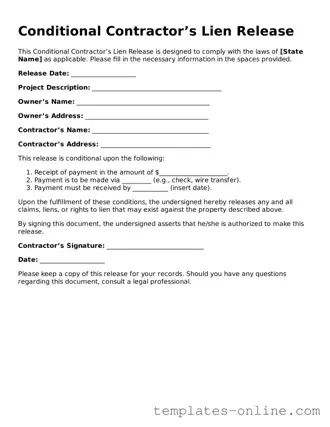 Attorney-Verified Conditional Contractor’s Lien Release Template