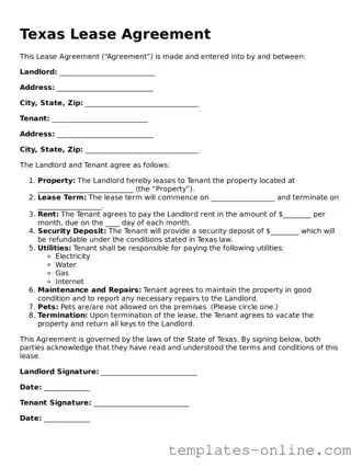 Valid  Lease Agreement Template for Texas