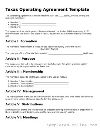 Valid  Operating Agreement Template for Texas