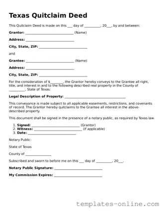 Valid  Quitclaim Deed Template for Texas