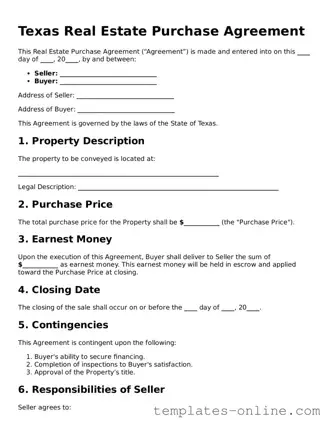Valid  Real Estate Purchase Agreement Template for Texas
