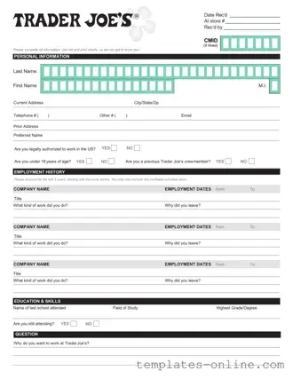 Trader Joe's application Template