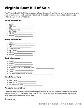 Valid  Boat Bill of Sale Template for Virginia
