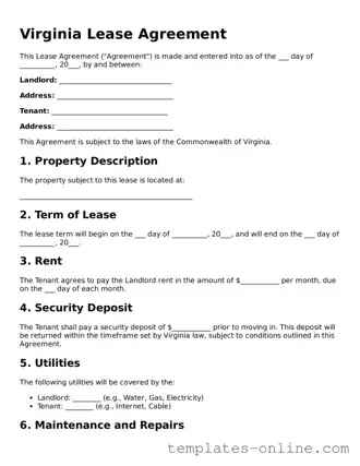 Valid  Lease Agreement Template for Virginia