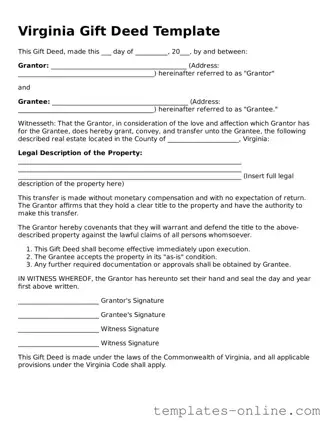 Valid  Gift Deed Template for Virginia